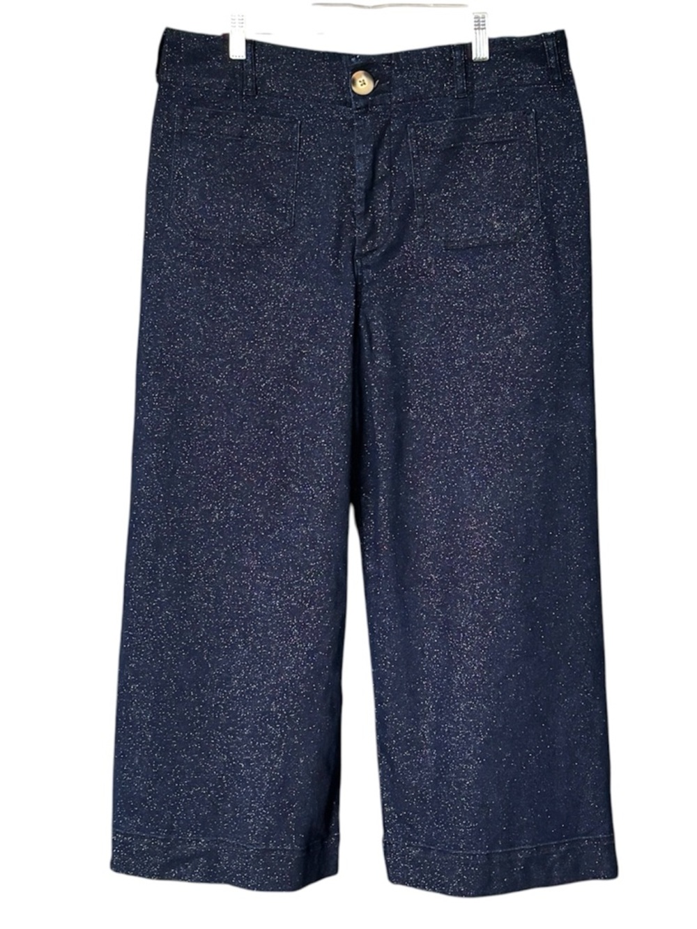 MAEVE by Anthropologie The Colette Sparkle Crop Wide-Leg Pants 31P Blue Shimmer - Picture 3 of 11